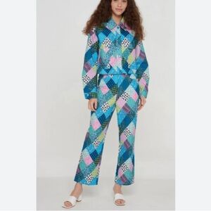 Another Girl Blue Patchwork Print Jeans